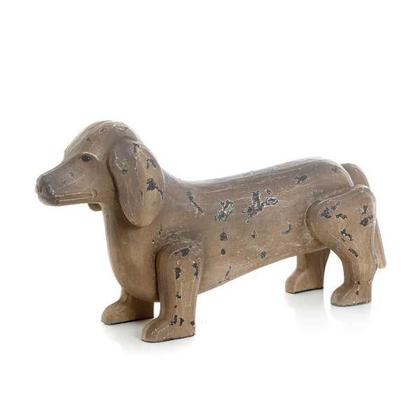 Antique Painted Finish Dachshund Dog