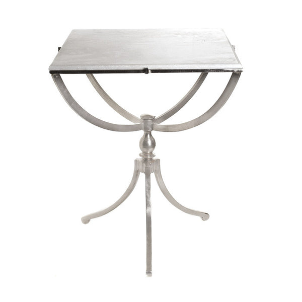 Art Deco Nickel Square Table With Marble Top