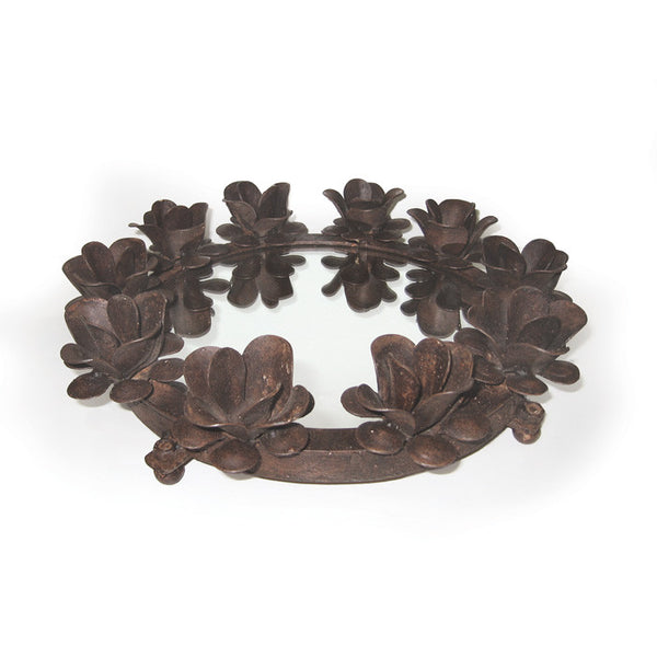 Round Iron Serving Tray With Candleholders