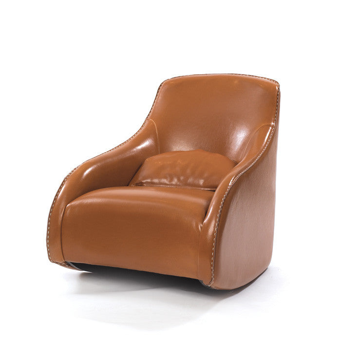 Light Brown Contemporary Style Baseball Glove Leather Chair