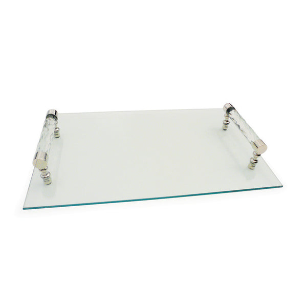 Diamond Cut Glass Handle Tray