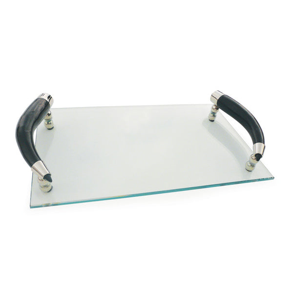 Glass Tray With Curved Horn Handles