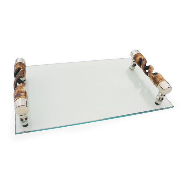 Glass Tray With Swirled Handles