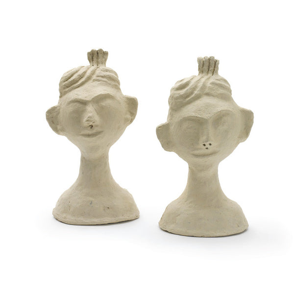 Swirled Hair Paper Mache Lady