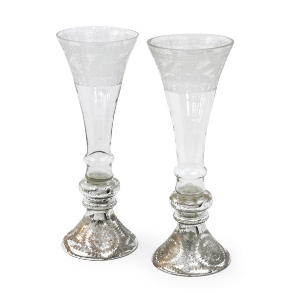 Pair of Large Mercury & Glass Flutes