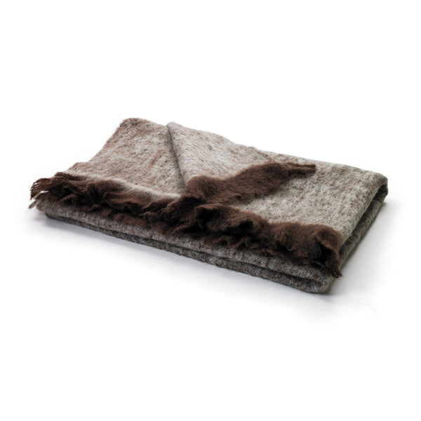 Brown & Beige Mohair Throw