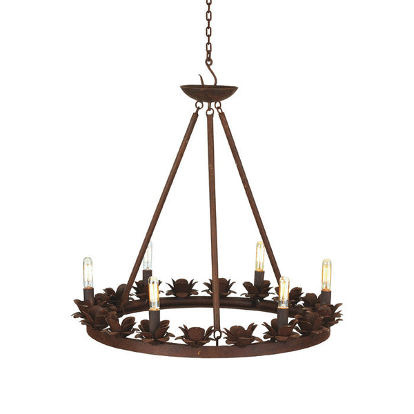 Rustic Rose Iron Chandelier