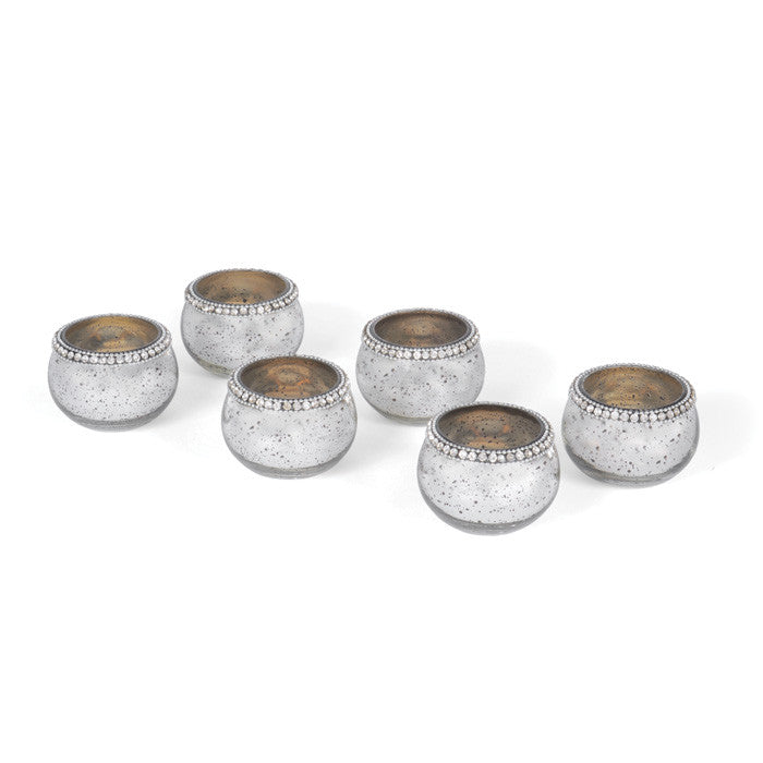 Set of Six Adela Antique Silver Votive