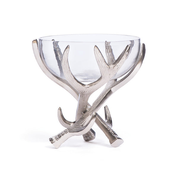 Glass Bowl On Antler Stand