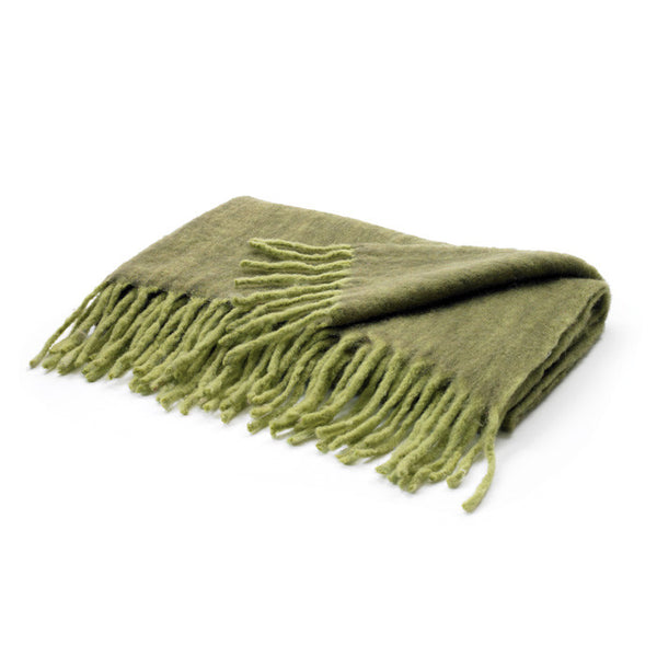 Two Tone Green Mohair Throw