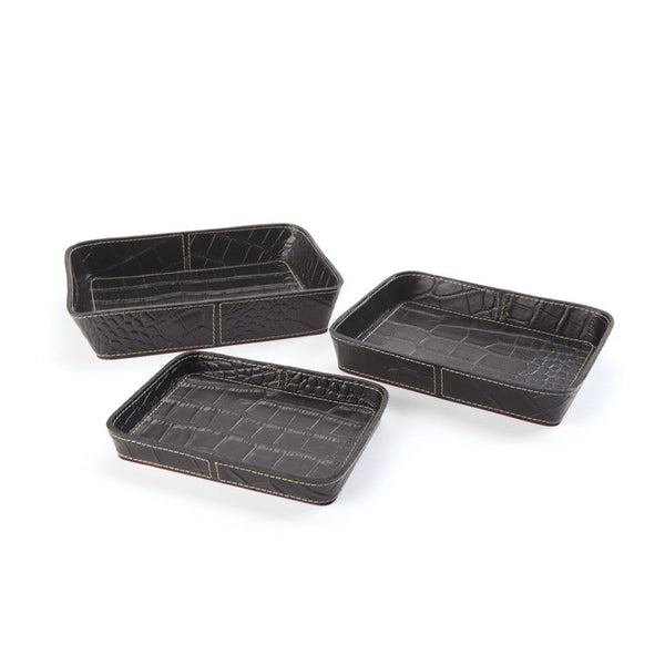 Set of Three Belford Leather Trays