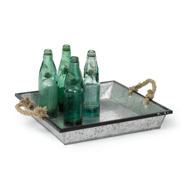 Tin Tray With Rope Handles